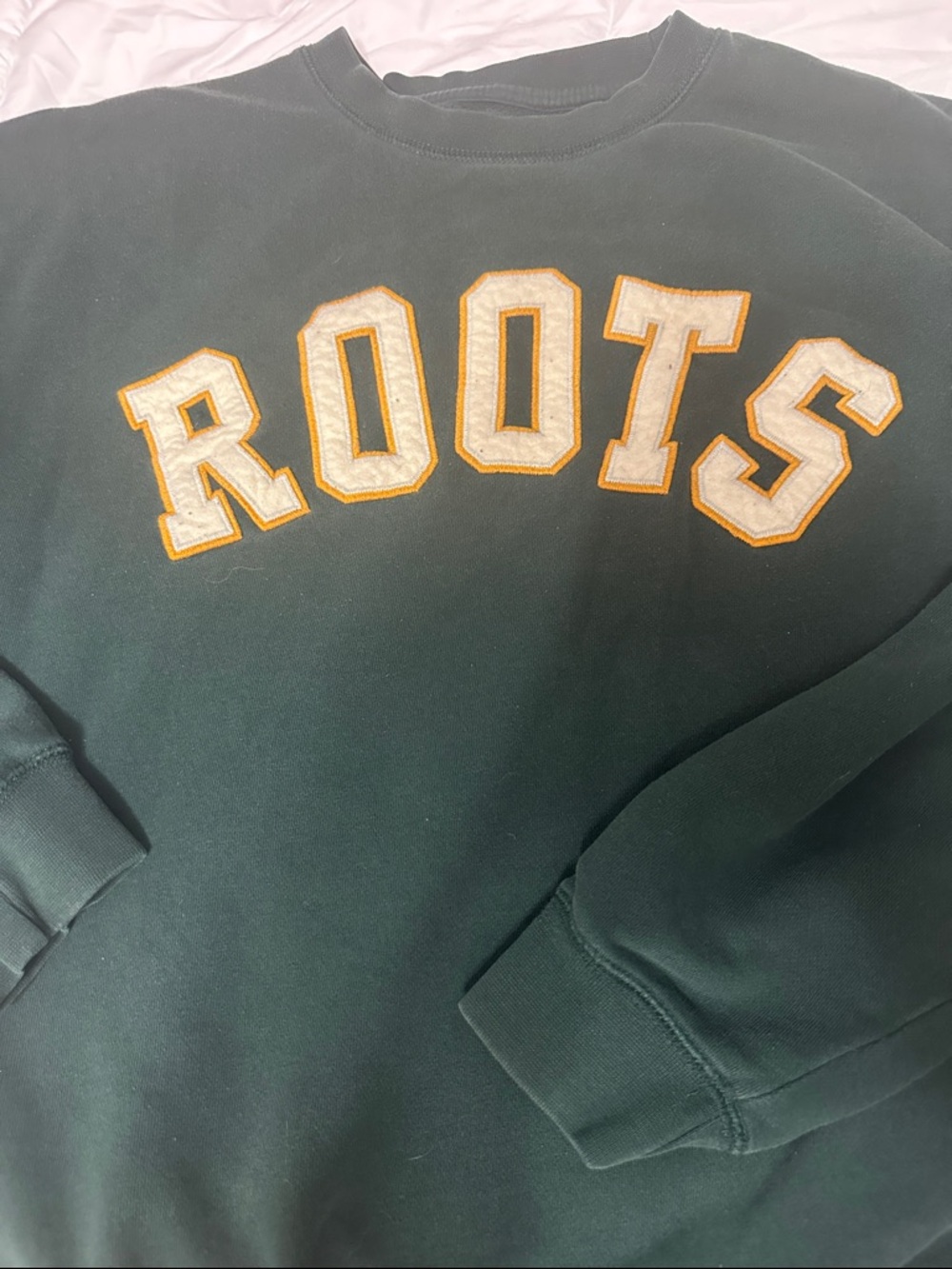 Roots Dark Green Crewneck with White and Gold Lettering